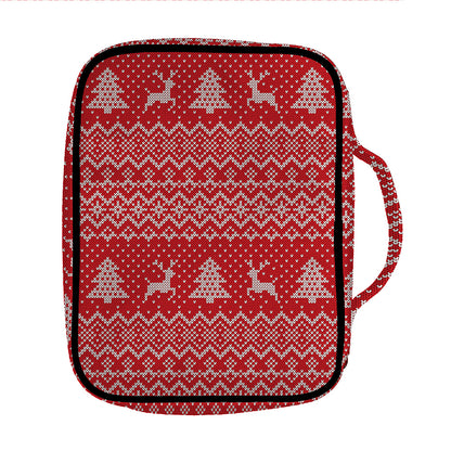 Geometric Xmas Knitted Pattern Print Front Pocket Bible Bag