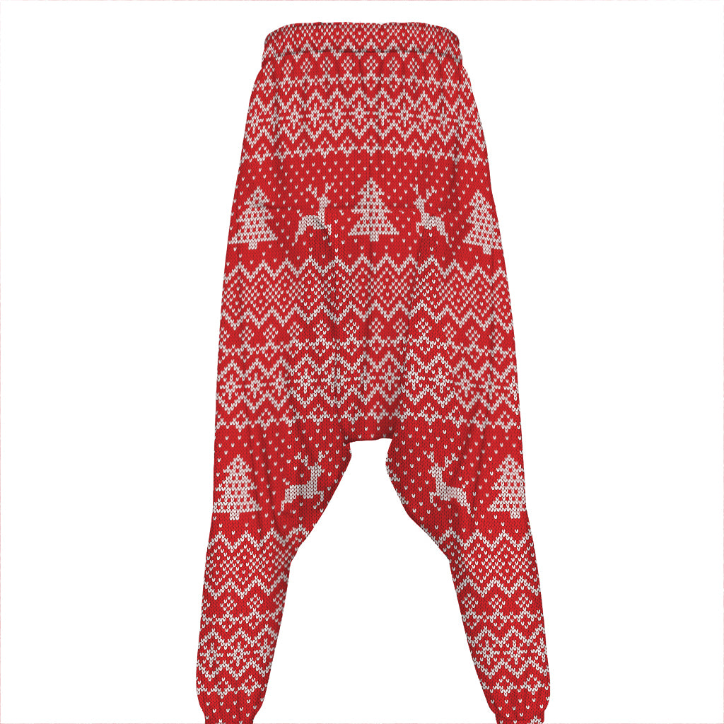 Geometric Xmas Knitted Pattern Print Hammer Pants