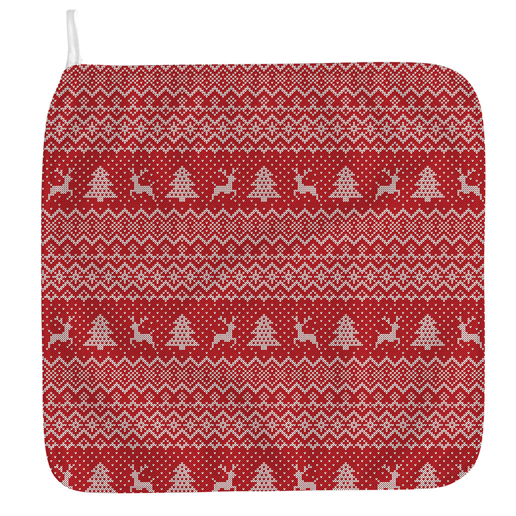 Geometric Xmas Knitted Pattern Print Hand Towel
