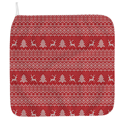 Geometric Xmas Knitted Pattern Print Hand Towel