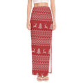 Geometric Xmas Knitted Pattern Print High Slit Maxi Skirt