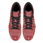 Geometric Xmas Knitted Pattern Print High Top Leather Sneakers