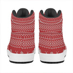 Geometric Xmas Knitted Pattern Print High Top Leather Sneakers