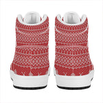 Geometric Xmas Knitted Pattern Print High Top Leather Sneakers