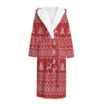 Geometric Xmas Knitted Pattern Print Hooded Bathrobe