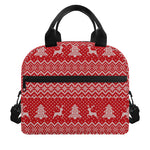 Geometric Xmas Knitted Pattern Print Insulated Lunch Bag