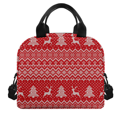Geometric Xmas Knitted Pattern Print Insulated Lunch Bag