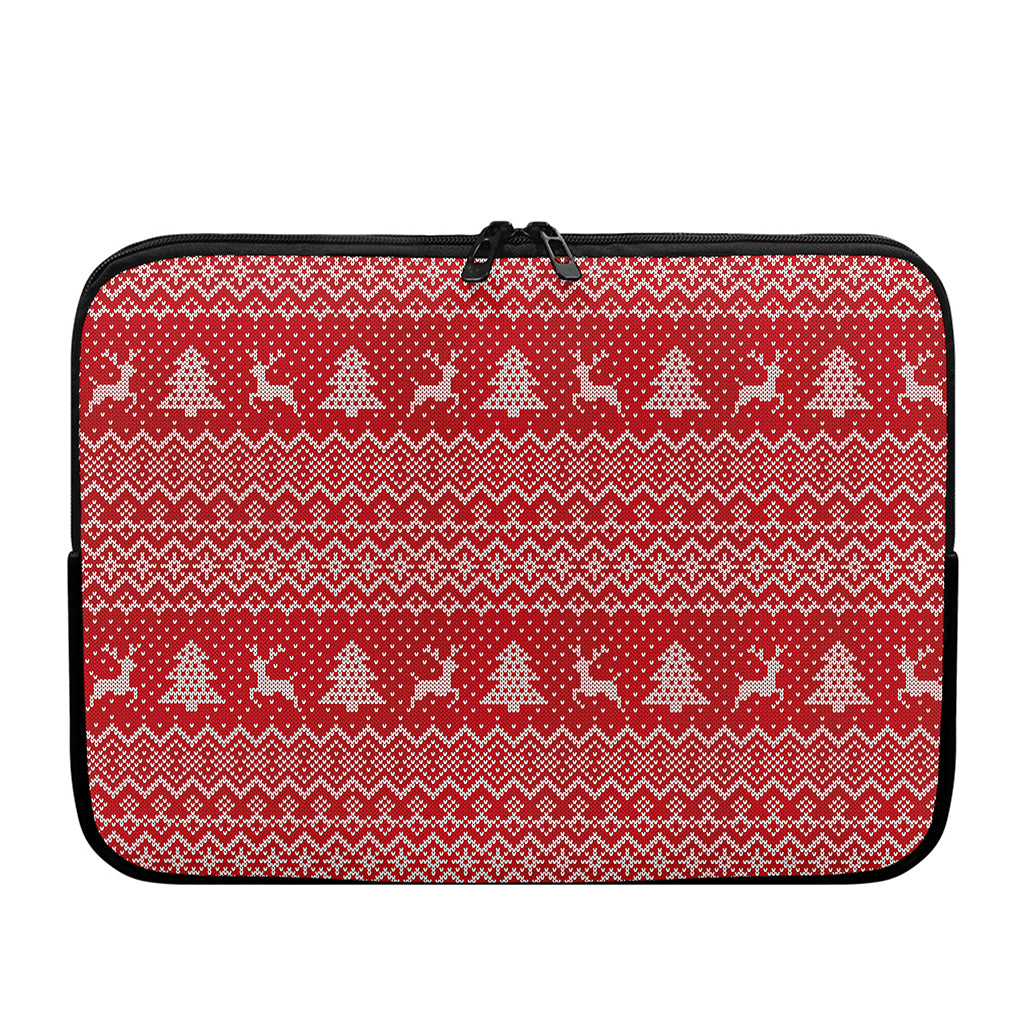 Geometric Xmas Knitted Pattern Print Laptop Sleeve