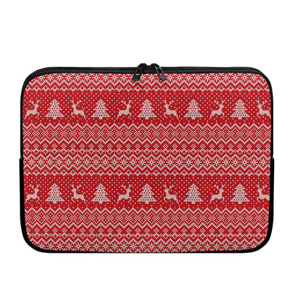 Geometric Xmas Knitted Pattern Print Laptop Sleeve