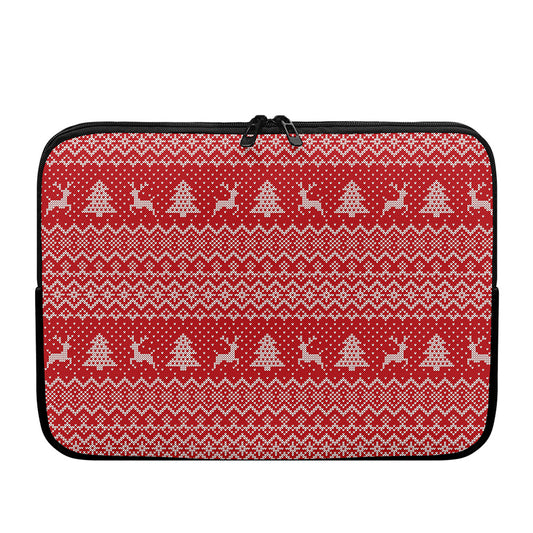 Geometric Xmas Knitted Pattern Print Laptop Sleeve