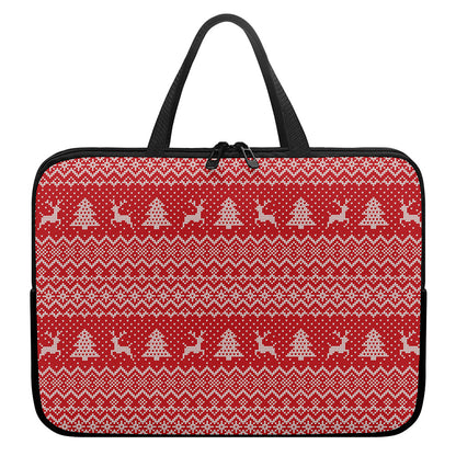 Geometric Xmas Knitted Pattern Print Laptop Sleeve With Handle