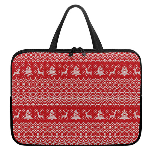 Geometric Xmas Knitted Pattern Print Laptop Sleeve With Handle