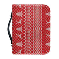 Geometric Xmas Knitted Pattern Print Leather Bible Cover