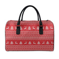 Geometric Xmas Knitted Pattern Print Leather Duffel Bag