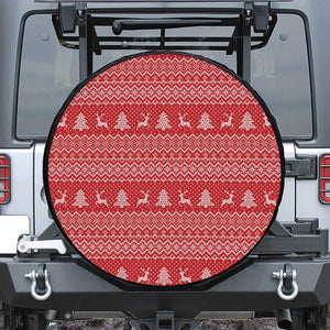 Geometric Xmas Knitted Pattern Print Leather Spare Tire Cover