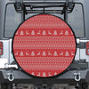 Geometric Xmas Knitted Pattern Print Leather Spare Tire Cover