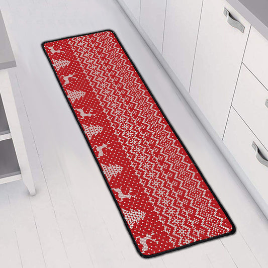 Geometric Xmas Knitted Pattern Print Long Kitchen Mat