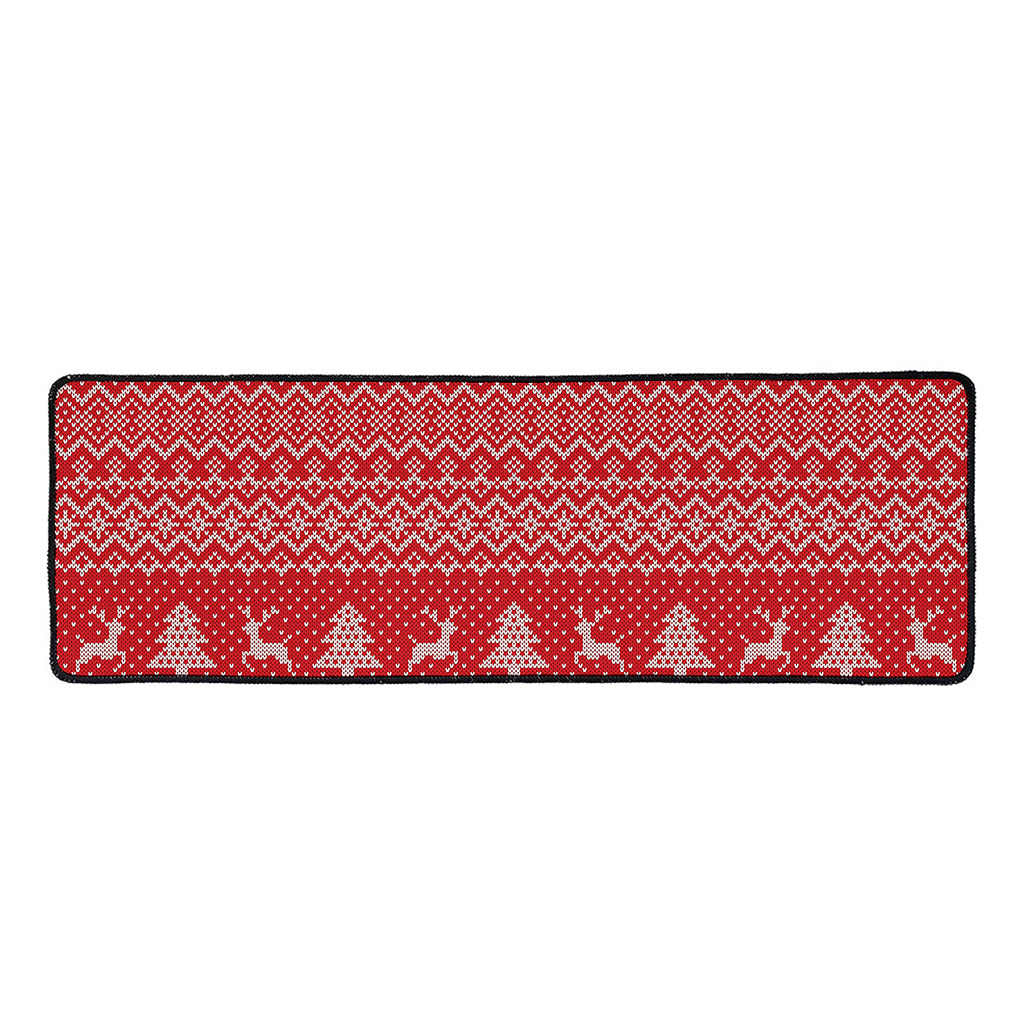 Geometric Xmas Knitted Pattern Print Long Kitchen Mat