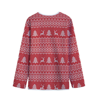Geometric Xmas Knitted Pattern Print Long Sleeve Short Coat
