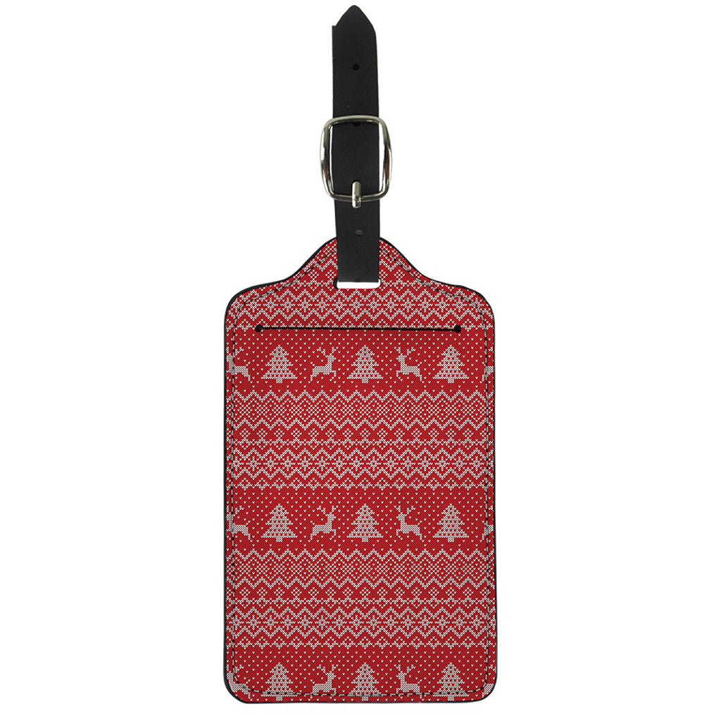 Geometric Xmas Knitted Pattern Print Luggage Tag