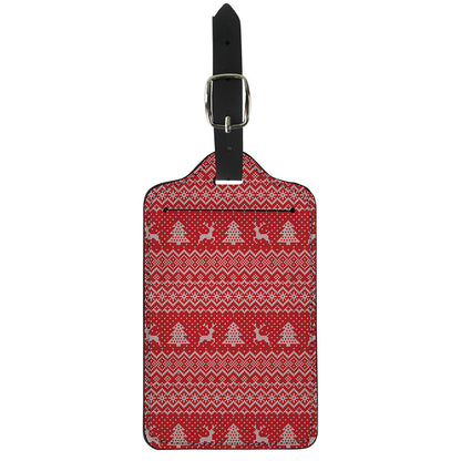 Geometric Xmas Knitted Pattern Print Luggage Tag