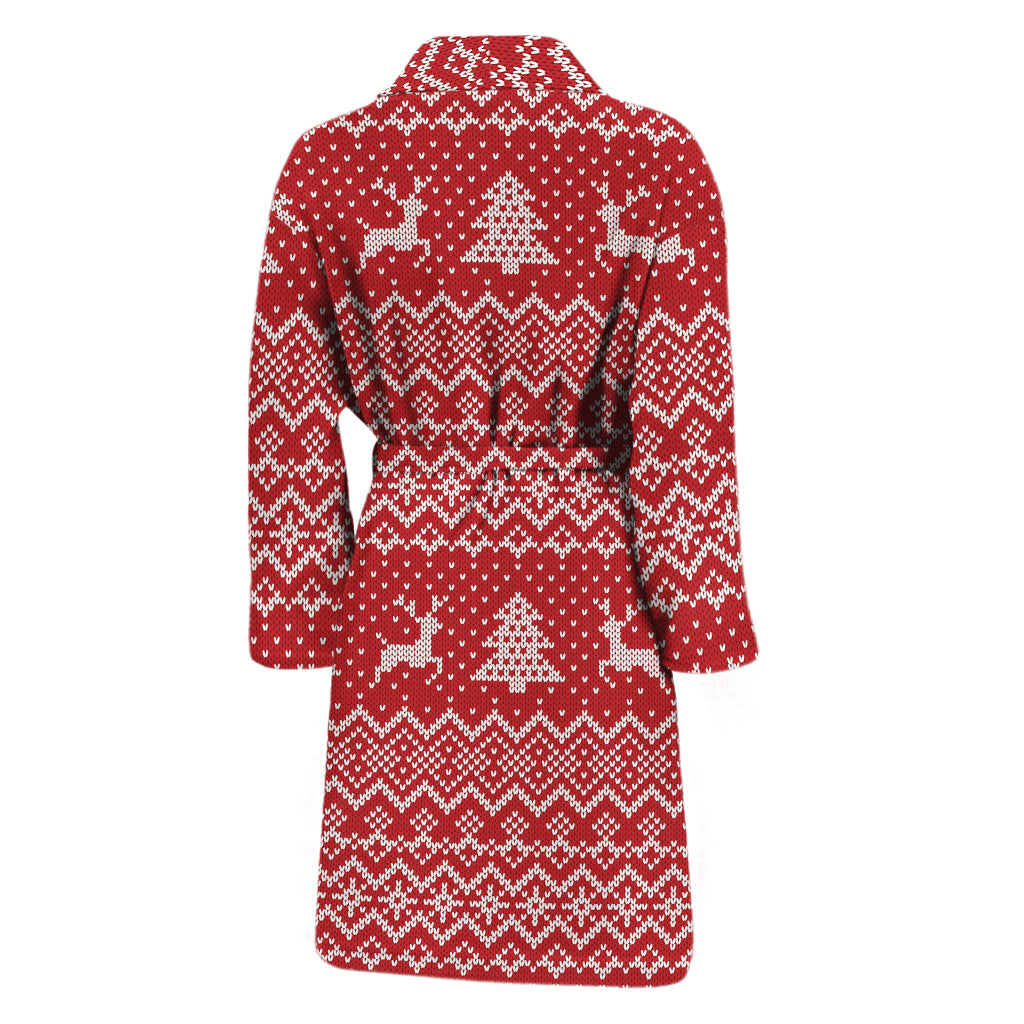 Geometric Xmas Knitted Pattern Print Men's Bathrobe
