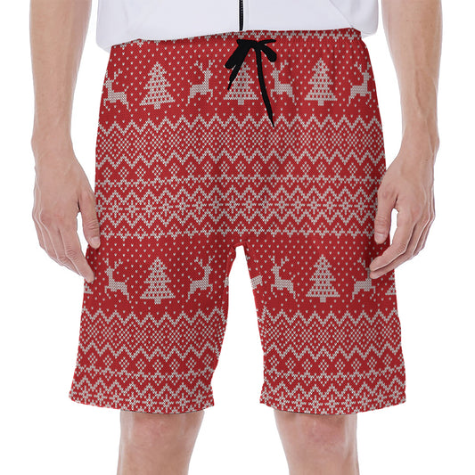 Geometric Xmas Knitted Pattern Print Men's Beach Shorts
