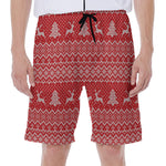 Geometric Xmas Knitted Pattern Print Men's Beach Shorts