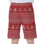 Geometric Xmas Knitted Pattern Print Men's Beach Shorts