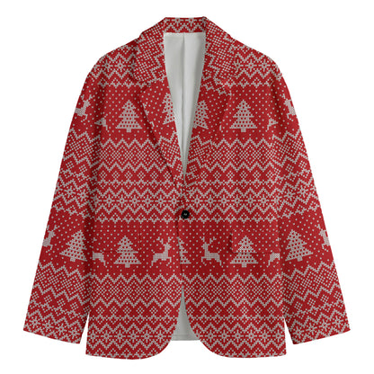 Geometric Xmas Knitted Pattern Print Men's Blazer