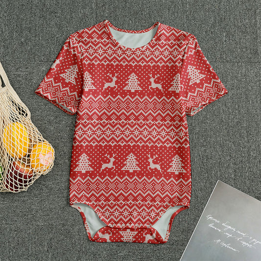 Geometric Xmas Knitted Pattern Print Men's Bodysuit