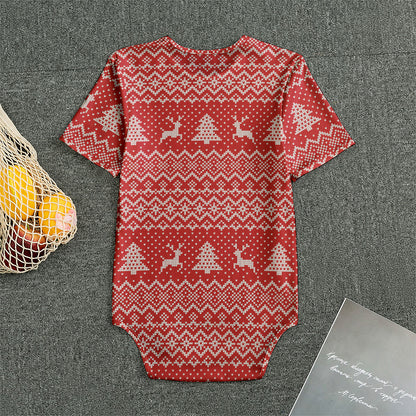 Geometric Xmas Knitted Pattern Print Men's Bodysuit