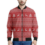 Geometric Xmas Knitted Pattern Print Men's Bomber Jacket