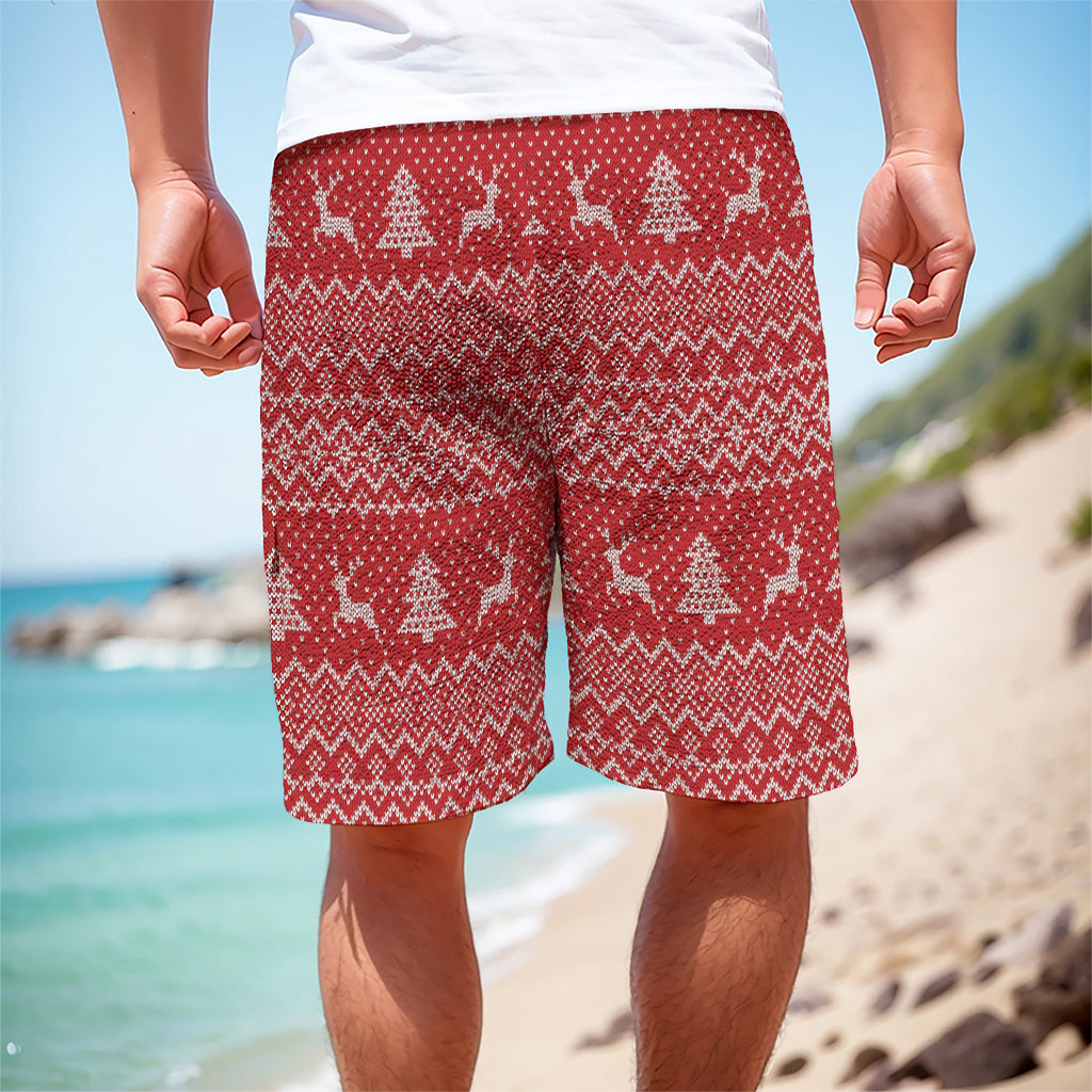 Geometric Xmas Knitted Pattern Print Men's Cargo Shorts