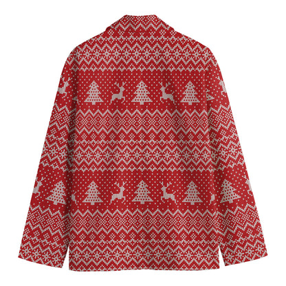 Geometric Xmas Knitted Pattern Print Men's Cotton Blazer