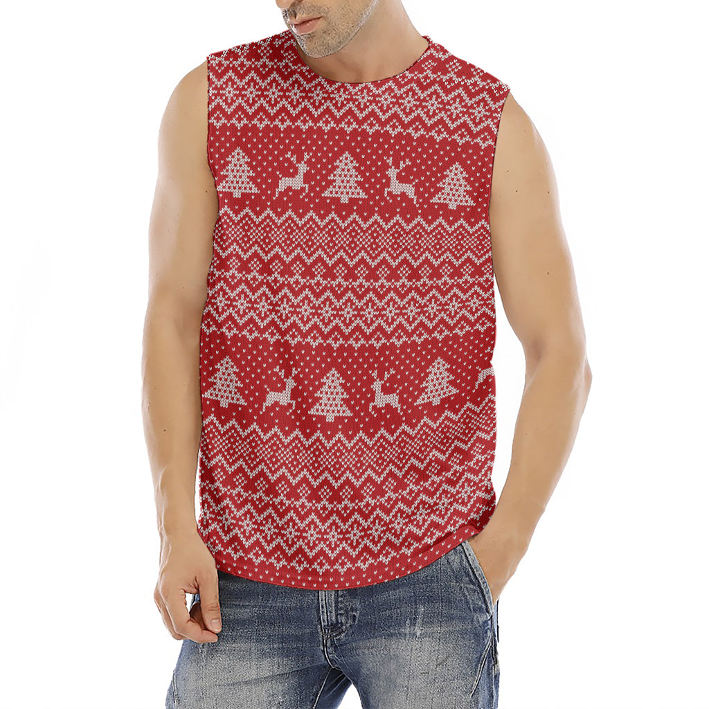 Geometric Xmas Knitted Pattern Print Men's Fitness Tank Top