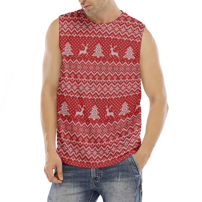 Geometric Xmas Knitted Pattern Print Men's Fitness Tank Top