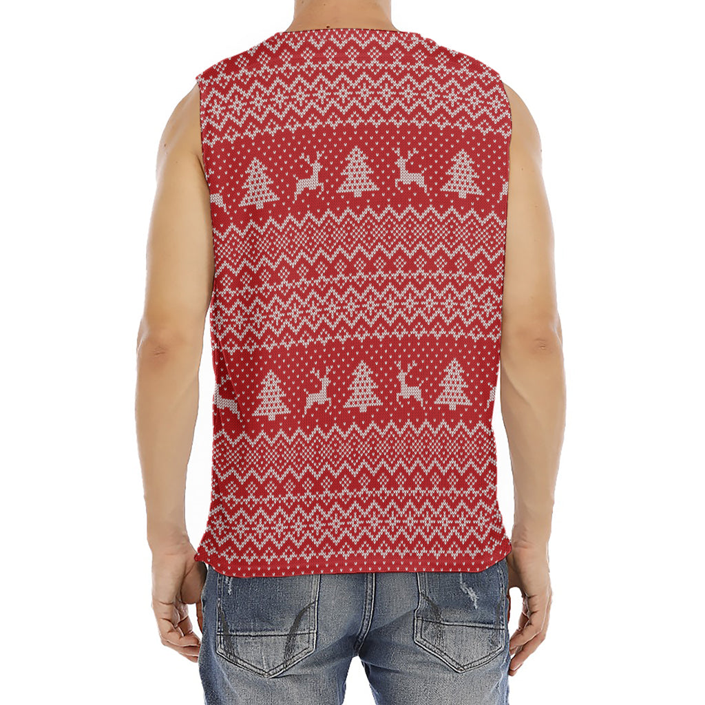 Geometric Xmas Knitted Pattern Print Men's Fitness Tank Top