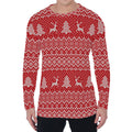 Geometric Xmas Knitted Pattern Print Men's Long Sleeve T-Shirt