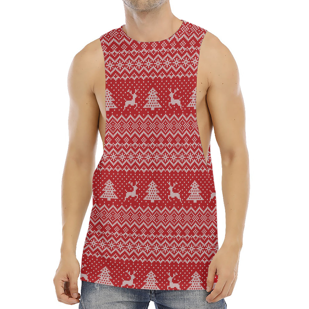 Geometric Xmas Knitted Pattern Print Men's Muscle Tank Top