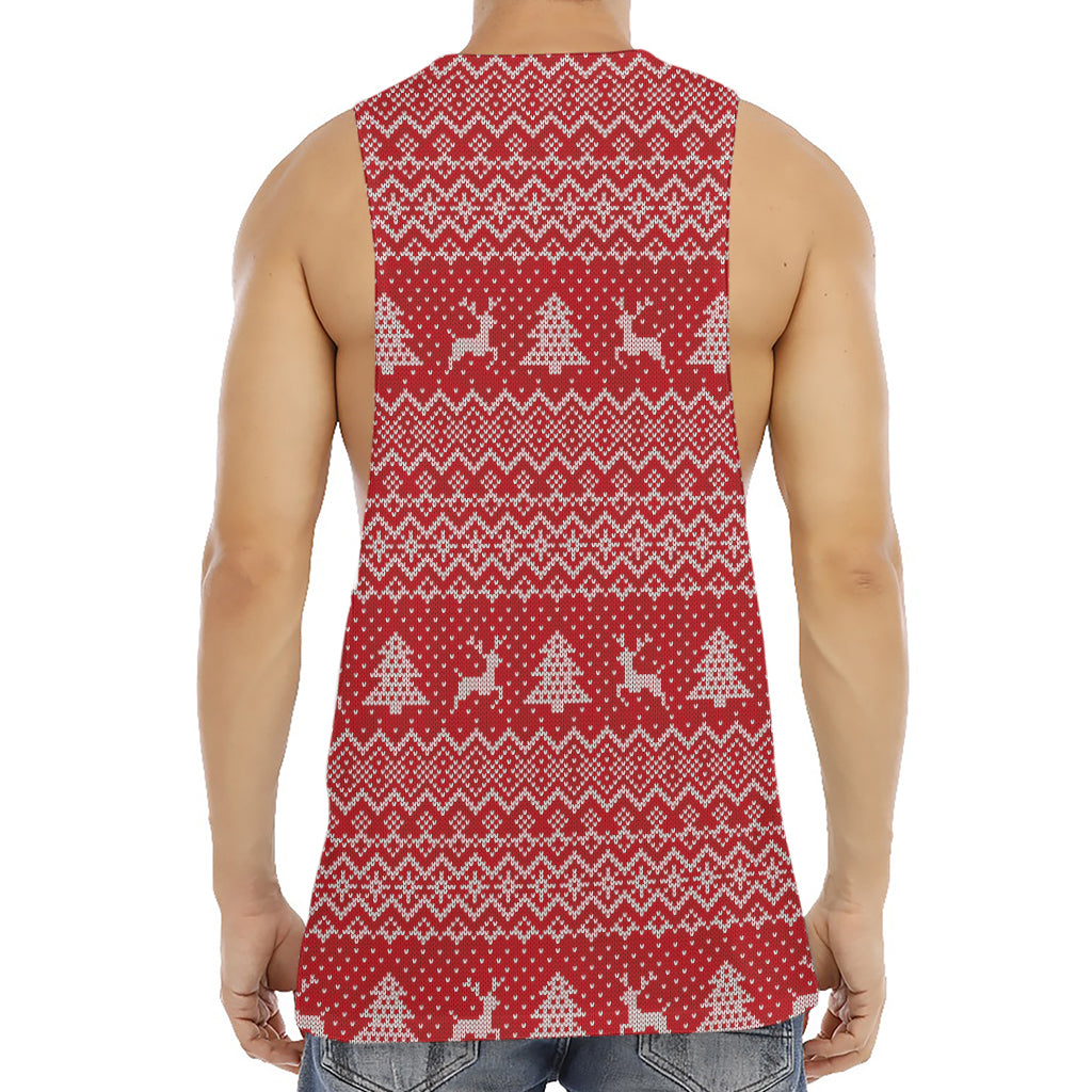 Geometric Xmas Knitted Pattern Print Men's Muscle Tank Top