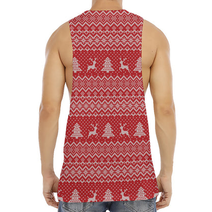 Geometric Xmas Knitted Pattern Print Men's Muscle Tank Top