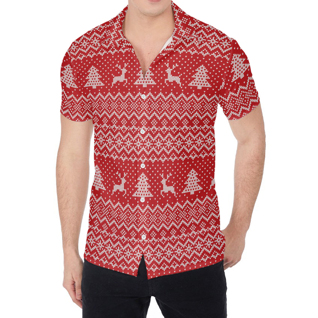 Geometric Xmas Knitted Pattern Print Men's Shirt