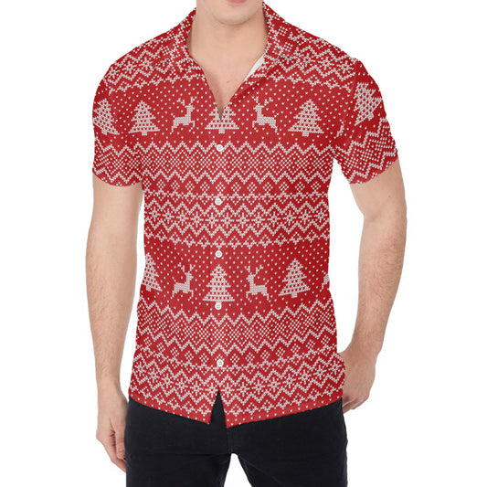 Geometric Xmas Knitted Pattern Print Men's Shirt