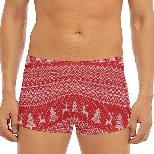 Geometric Xmas Knitted Pattern Print Men's Short Boxer Briefs