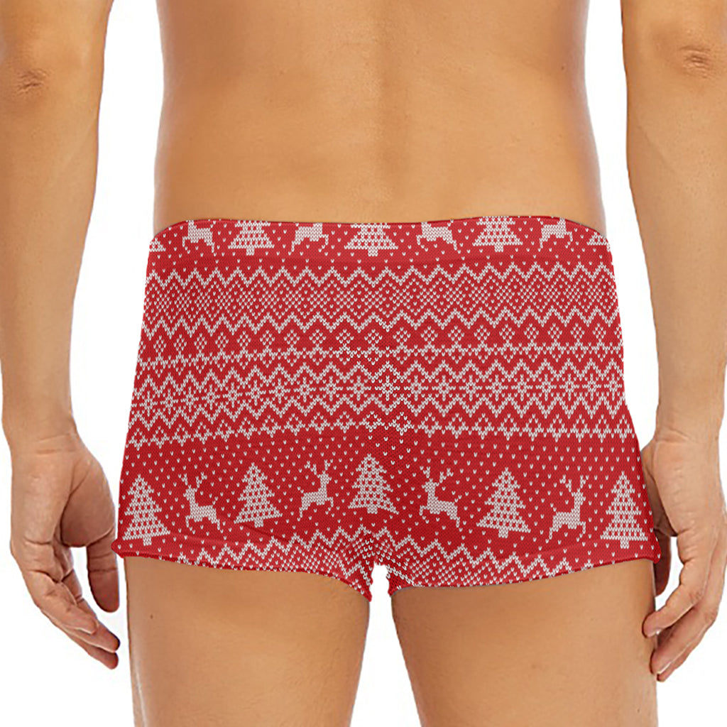 Geometric Xmas Knitted Pattern Print Men's Short Boxer Briefs