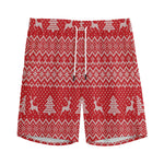 Geometric Xmas Knitted Pattern Print Men's Sports Shorts