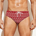 Geometric Xmas Knitted Pattern Print Men's Swim Briefs