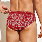 Geometric Xmas Knitted Pattern Print Men's Swim Briefs