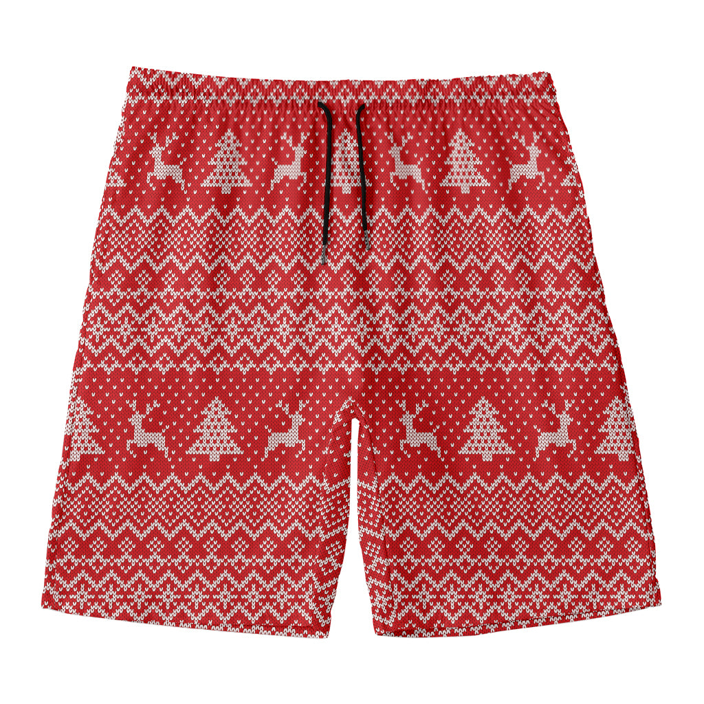 Geometric Xmas Knitted Pattern Print Men's Swim Trunks